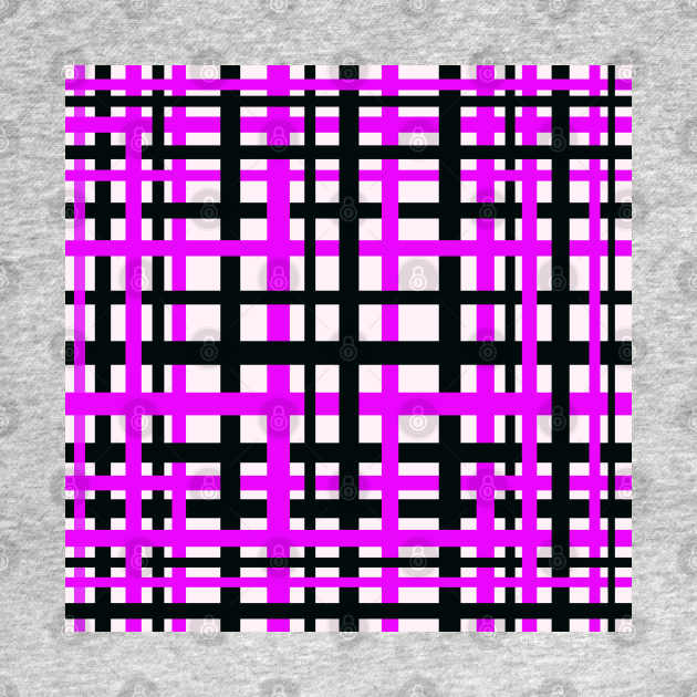 Interlocking Stripes Black White Pink by BlakCircleGirl